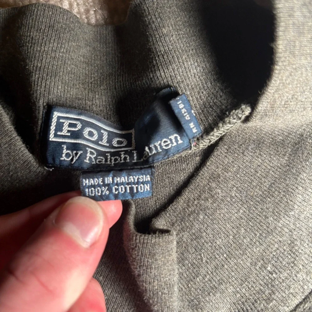Polo Ralph Lauren Mens Mock Neck Long Sleeve Shirt Gray Cotton Pony Logo Large - Picture 5 of 9